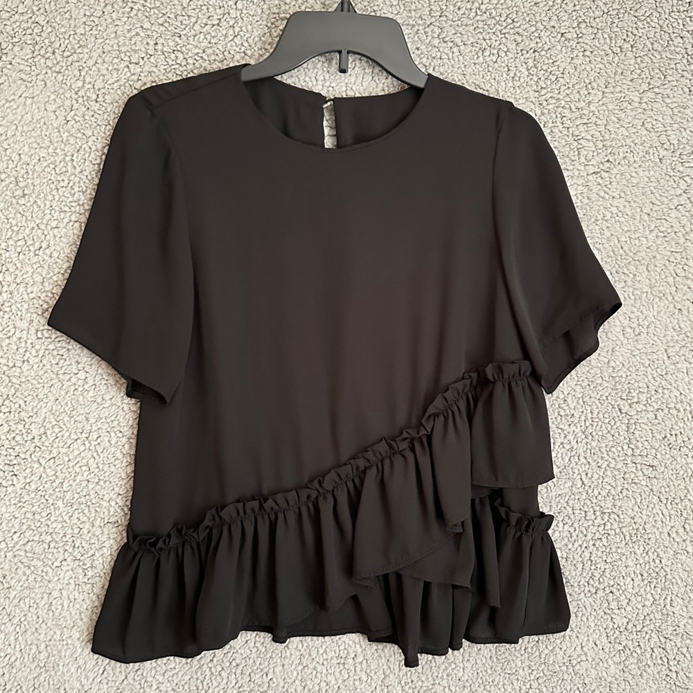 ASOS Design Elegant Black Ruffle Top